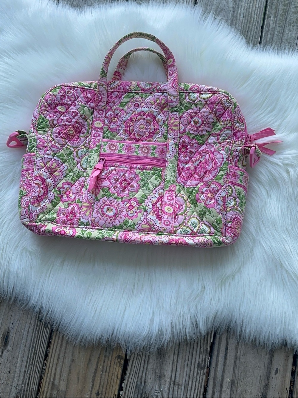 Vera Bradley Pink Quilted Floral Laptop Tote
